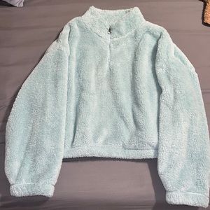 Fuzzy crop quarter-zip pullover
